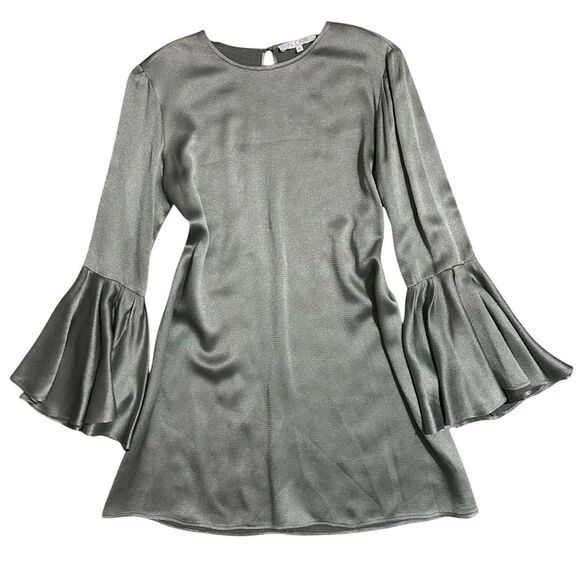 ALEXIS ($498) Pewter Textured Bell Sleeve Dress S - Picture 13 of 15